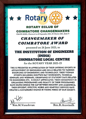 Changemaker of Coimbatore award