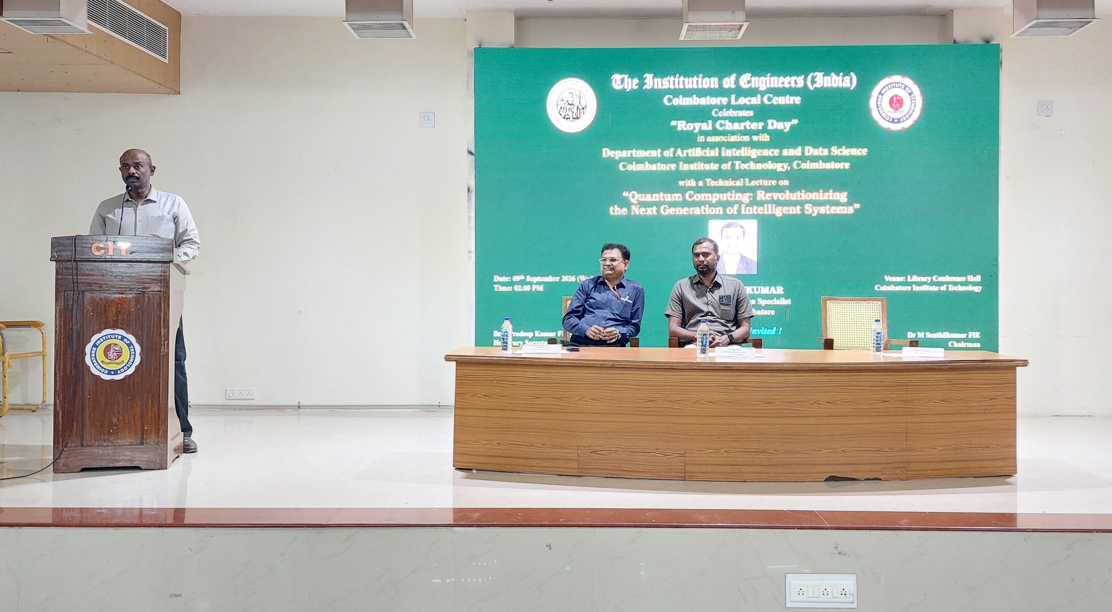 Royal Charter Day technical lecture on “Quantum Computing: Revolutionizing the Next Generation of Intelligent Systems” - Department of Artificial Intelligence and Data Science, Coimbatore Institute of Technology, Coimbatore